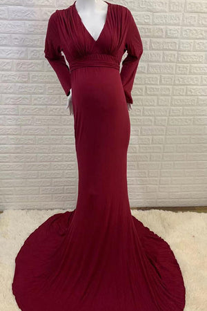 Fabulous V-neck Mermaid Maternity Photoshoot Gown