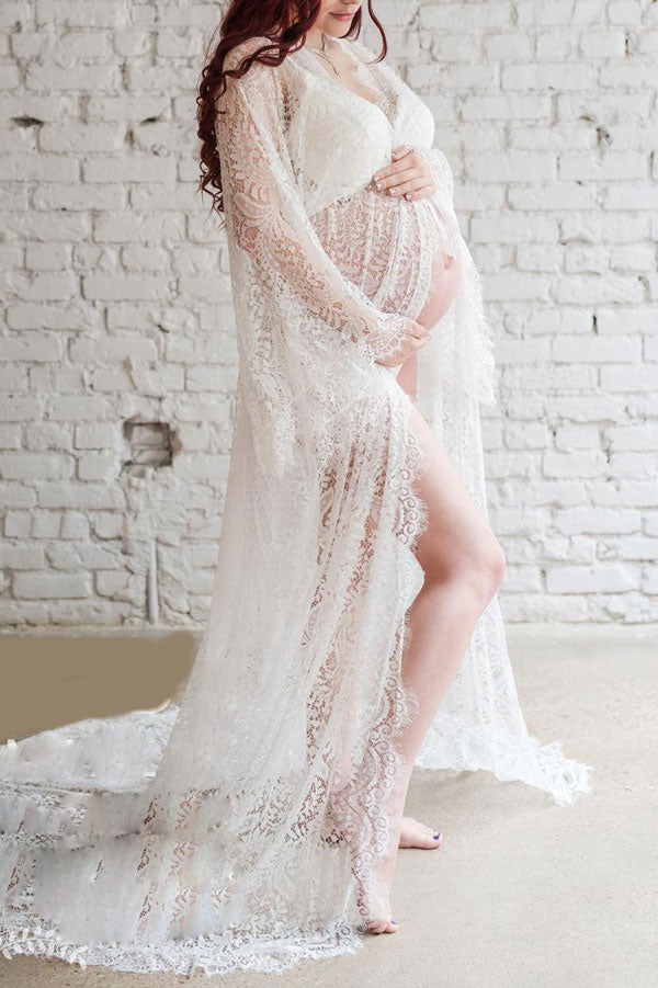 Fashion Lace Mopping Dress Plus Size Pregnancy Photoshoot Dress