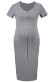 Fashion Maternity Short Sleeve Nursing Cardigan Dress