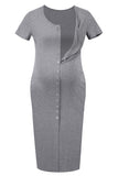 Fashion Maternity Short Sleeve Nursing Cardigan Dress