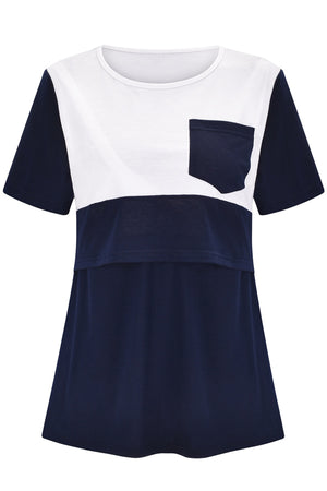 Fashion Nursing Top Contrast Stitching Comfortable Pajamas