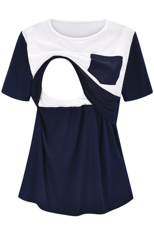 Fashion Nursing Top Contrast Stitching Comfortable Pajamas