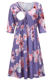 Fashion Printed Breastfeeding Comfortable 3/4 Sleeve Dress