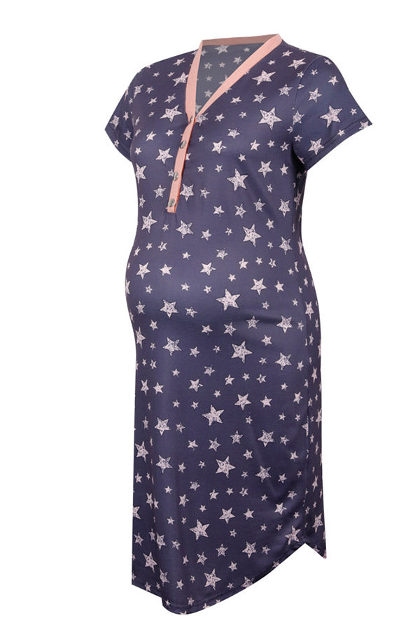 Fashion Star Pattern Nursing Skirt Maternity Dress