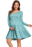 Fashionable Casual Cake Dress Long Sleeve Maternity Dress