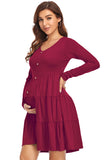 Fashionable Casual Cake Dress Long Sleeve Maternity Dress