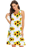 Fashionable Sleeveless Multi-Branch Sunflower Maternity Dress