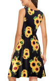 Fashionable Sleeveless Multi-Branch Sunflower Maternity Dress