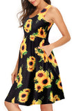 Fashionable Sleeveless Multi-Branch Sunflower Maternity Dress