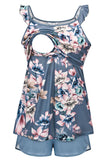 Floral Fashion Nursing Vest Pregnancy Top + Shorts