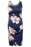 Floral Knee Length Maternity Sleeveless Dress