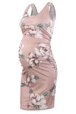 Floral Knee Length Maternity Sleeveless Dress