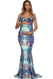 Floral Long Mermaid Maternity Dress