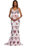 Floral Long Mermaid Maternity Dress