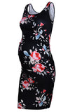Floral Maternity Fitted Casual Tank Dress