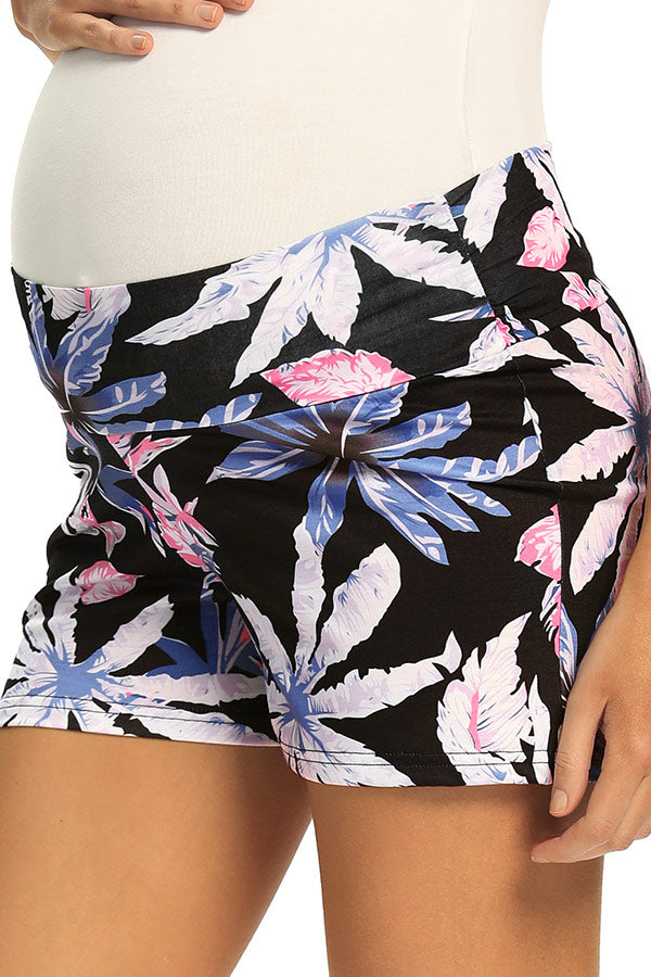 Floral Pregnancy Activewear Workout Maternity Shorts