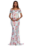 Floral Print Maternity Long Photoshoot Dress