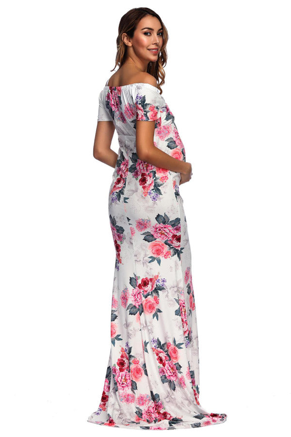 Floral Print Maternity Long Photoshoot Dress