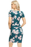 Floral Short Bodycon Maternity Dress With Sleeves