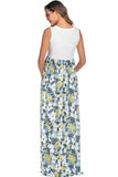 Floral Sleeveless Two-tone Long Maternity Dress