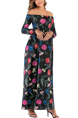 Floral Maternity Off-the-shoulder Maxi Dress