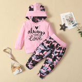 [6M-3Y] Girls Cute Print Hooded Sweatshirt Set