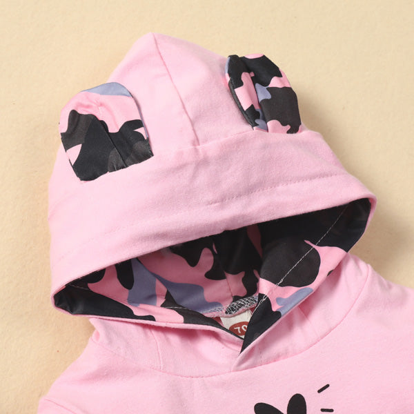 [6M-3Y] Girls Cute Print Hooded Sweatshirt Set