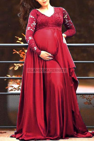 Gorgeous A-line Lace Maternity Photoshoot Gown