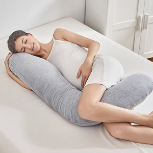 Gray L Shaped Body Maternity Pillow Cotton Pregancy Pillow
