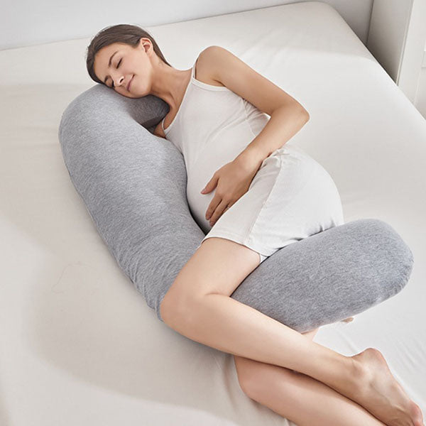 Gray L Shaped Body Maternity Pillow Cotton Pregancy Pillow