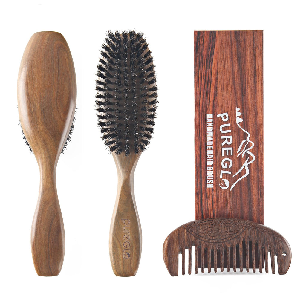 Natural Green Sandalwood Boar Bristle Hair Brush Set – Glamix Maternity