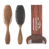 Natural Green Sandalwood Boar Bristle Hair Brush Set
