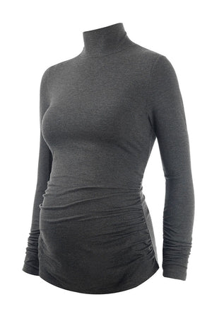 High Neck Trendy Long Sleeve Maternity Top
