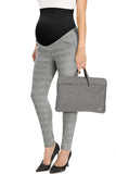 Houndstooth Straight Maternity Pants Comfortable  Pregnancy Office Bottoms