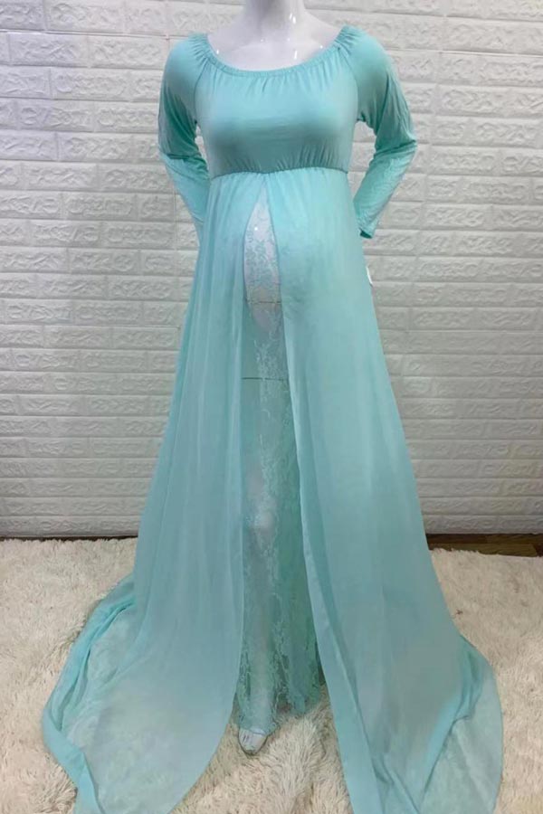 Lace Off Shoulder Trailing Long Dress Photoshooot Maternity Dress