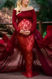 Lace Off-the-Shoulder Long Dress Photoshooot Maternity Dress