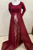 Lace Off Shoulder Trailing Long Dress Photoshooot Maternity Dress