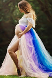 Lace Off-the-shoulder Gradient Maternity Photoshoot Gown