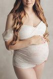 White Lace Slim Fashion One-piece Maternity Swimsuit