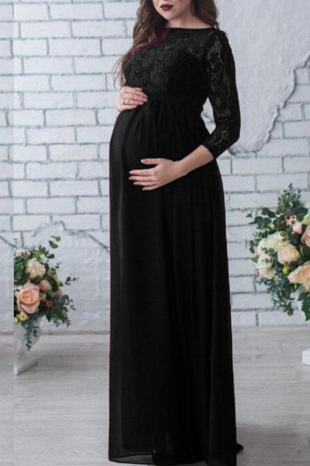 Lace Long-sleeve Maternity Maxi Dress – Glamix Maternity