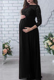 Lace Long-Sleeve Maternity Maxi Dress Black / S Dresses