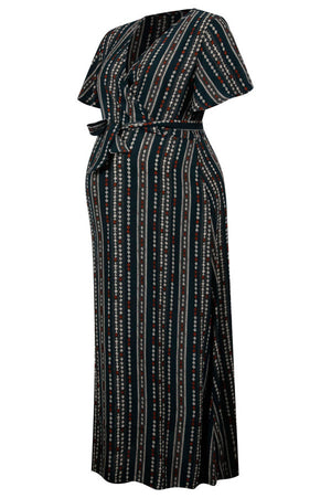 Leisure V-Neckline Daily Maternity Midi Dress