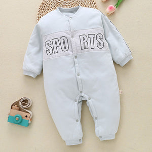 [0M-12M] Letter Pattern Long-Sleeved Soild Color Romper