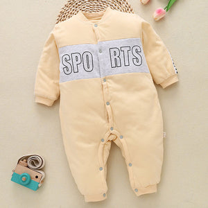 [0M-12M] Letter Pattern Long-Sleeved Soild Color Romper