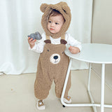 [3M-24M] Little Baby Winter Plus Velvet Bear Overalls Suit