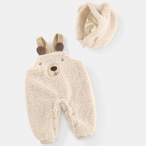 [3M-24M] Little Baby Winter Plus Velvet Bear Overalls Suit