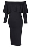 Long-Sleeved Ruffle Maternity Midi Wrap Dress