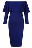 Long-Sleeved Ruffle Maternity Midi Wrap Dress