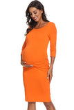 Long Sleeves Scoop Short Maternity Dress