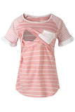 Loose Striped Top Breastfeeding Short Sleeve Comfortable Pajamas